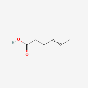 2D Lewis structure of 4-hexenoic acid
