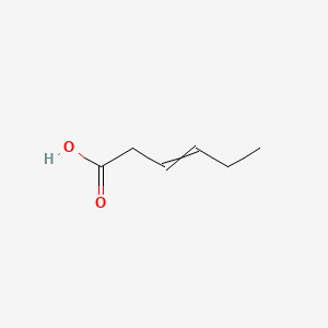 2D Lewis structure of 3-hexenoic acid
