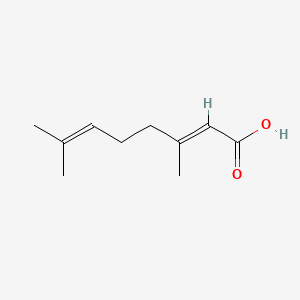 2D Lewis structure of (e)-geranic acid