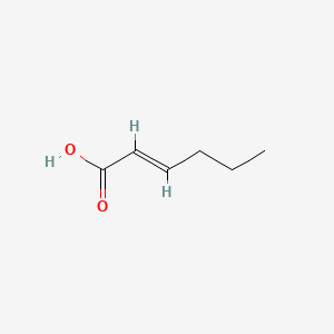 2D Lewis structure of (e)-2-hexenoic acid