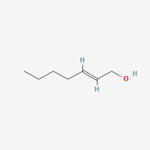 2D Lewis structure of (e)-2-hepten-1-ol