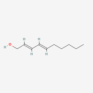 2D Lewis structure of (e,e)-2,4-decadien-1-ol