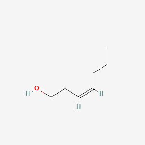 2D Lewis structure of (z)-3-hepten-1-ol