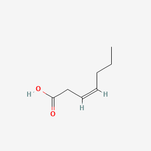 2D Lewis structure of 3-heptenoic acid