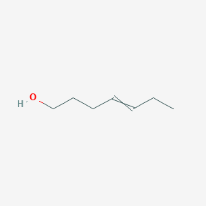 2D Lewis structure of 4-hepten-1-ol